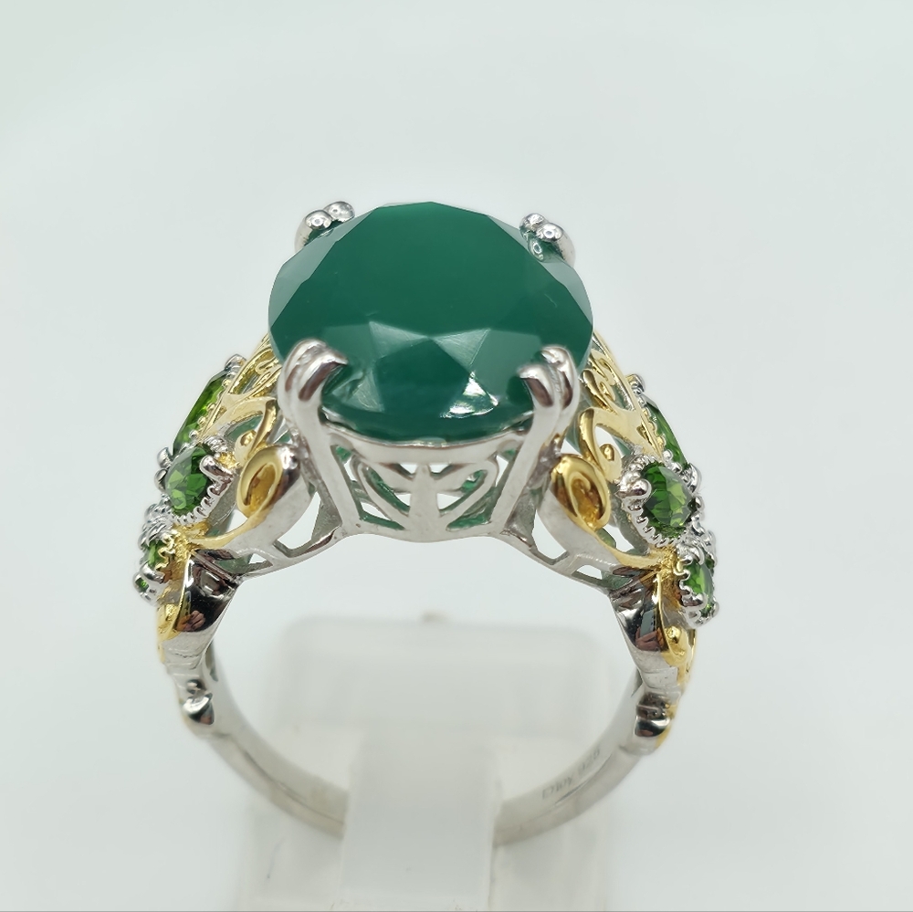 NWOT Genuine Verde Onyx and Chrome Diopside 11.30 ctw Butterfly Ring Size 8 - Picture 5 of 9